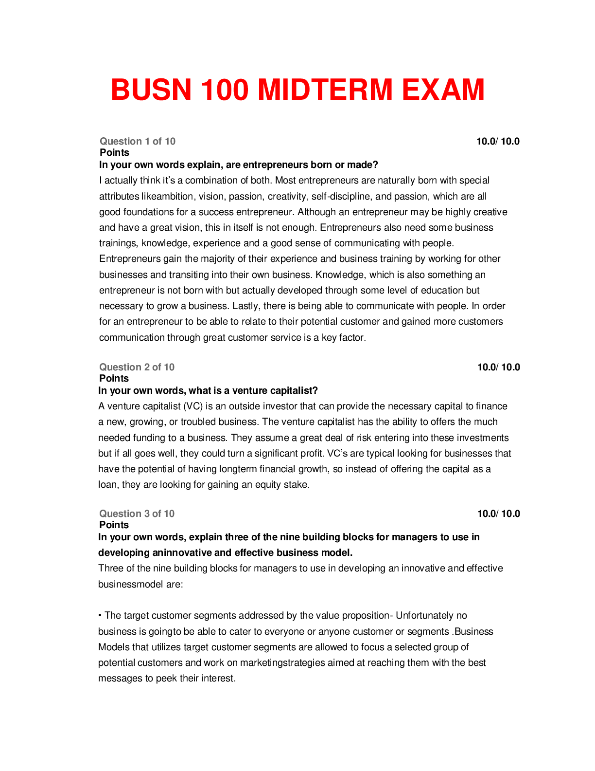 Preview image for BUSN 100 MIDTERM EXAM